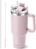TaroKitc 40 oz Tumbler with Handle | Stainless Steel Insulated Iced Coffee Cup with Lids and Straw | Insulated Travel Mug | Keeps Cold for 34 Hours | Dishwasher Safe, BPA Free | LAVENDER by TaroKitc