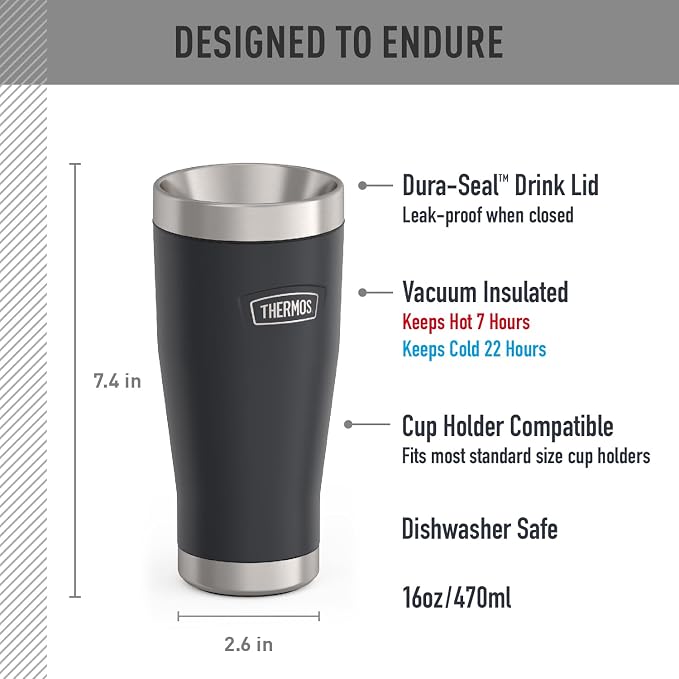 THERMOS ICON SERIES, Stainless Steel Tumbler, Granite, 16 oz - Image 2