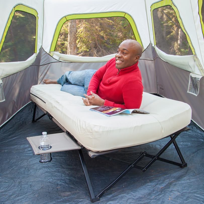 Coleman Queen-Size Airbed Cot Combination, Folding Air Mattress with Steel Frame & Side Table, Battery Pump Included, Great for Camping, Lounging, Elevated Sleeping, Guests, & More - Image 3
