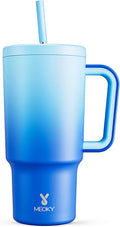 Meoky 30 oz Tumbler with Handle, Tumbler with Lid and Straw, Insulated Stainless Steel Travel Mug, 100% Leak-proof, Cupholder Friendly, Keeps Cold for 24 Hours or Hot for 8 Hours (Sky) by MEOKY
