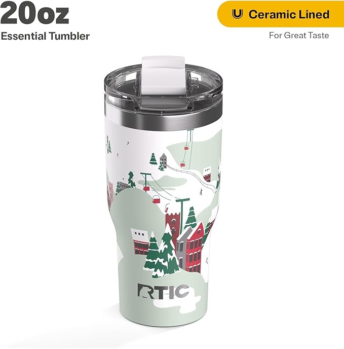 RTIC 20oz Essential Tumbler with Lid, Ceramic Lined, Insulated, Stainless Steel, Metal, Double Wall Vacuum-Insulation, Travel Cup for Iced Coffee, Tea, Hot and Cold Drink, Apres Ski - Image 2