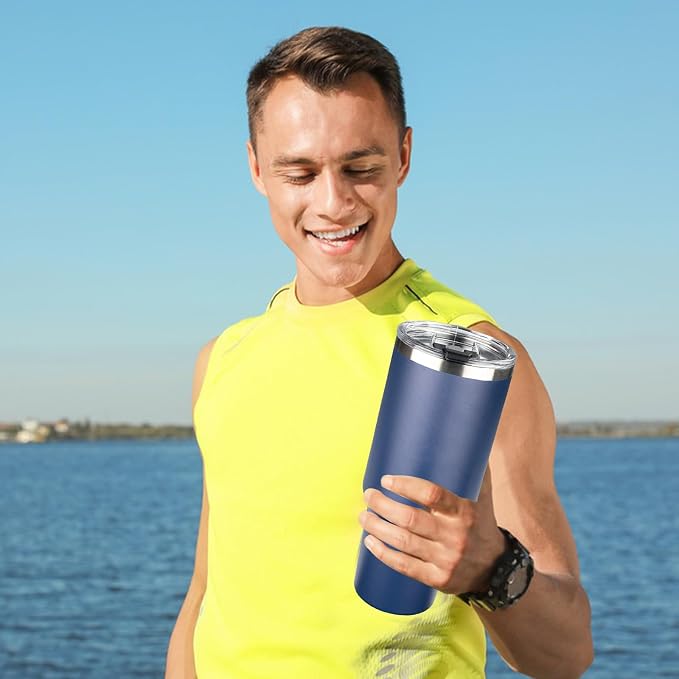 40 oz Tumbler with Lids and Straws, Stainless Steel Insulated Coffee Tumbler, Double Wall Vacuum Insulated Travel Mug Cup, Leakproof Thermal Coffee Cup for Hot and Cold Drinks (Navy Blue) - Image 7