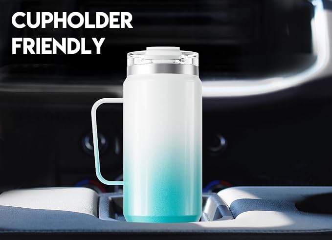 Meoky 40oz Tumbler with Handle, Stainless Steel Travel Mug with 2-in-1 Straw and Sip Lid, Vacuum Insulated Coffee Mug, 100% Leak Proof, Keeps Cold for 34 Hours or Hot for 10 Hours (Azure) - Image 4