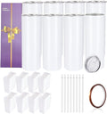 YOUKE OLA 8 Pack Sublimation Tumblers Bulk 20oz White Straight Blank Tumbler for Heat Transfer, Individual Gift Boxed, Stainless Steel Double Wall Insulated Cup with Shrink Wrap Sleeve, Heat Tape by YOUKEOLA