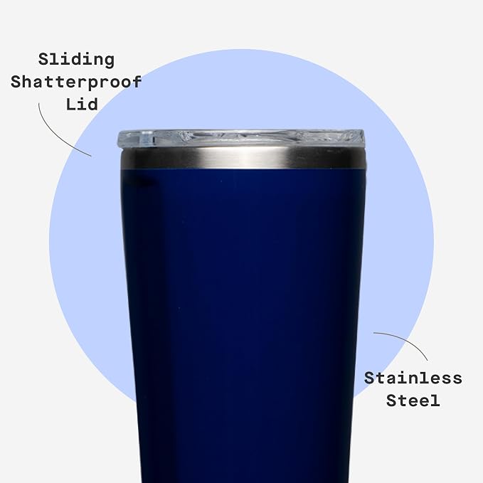 Corkcicle Classic Tumbler - Keeps Drinks Cold for 9 Hours & Hot for 3 - Triple-Insulated Stainless Steel - Holiday Tumbler Gift - 24 oz - Gloss Midnight Navy - Image 5