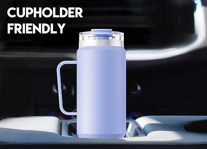 Meoky 40oz Tumbler with Handle, Stainless Steel Travel Mug with 2-in-1 Straw and Sip Lid, Vacuum Insulated Coffee Mug, 100% Leak Proof, Keeps Cold for 34 Hours or Hot for 10 Hours (Lilac) - Image 4