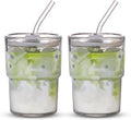 BLUEPOLAR 13oz/400ml Tumbler Water Glass, Cups with Straw and Lid Sealed Carry on for Coffee, Iced Tea, Thick Wall Insulated Glass Cup (white,2pack) by BLUEPOLAR