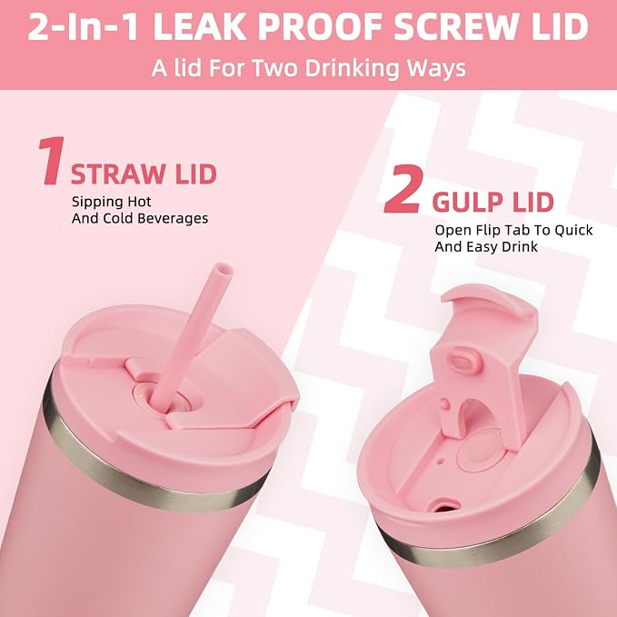 BJPKPK 26oz Tumbler With lid And Straw Stainless Steel Travel Coffee Mug Insulated Tumblers Cups,Light Pink - Image 4