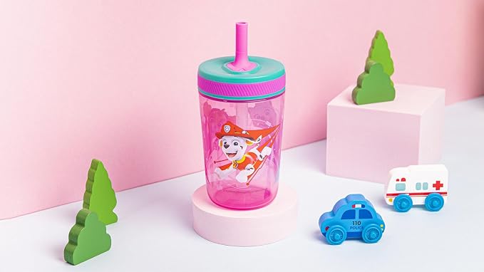 Zak Designs Kelso 15 oz Tumbler Set (Paw Patrol Skye & Everest) Leak-Proof Screw-On Lid with Straw Made of Durable Plastic and Silicone, Perfect Cup Bundle for Toddlers, Kids (2pc Set) - Image 9