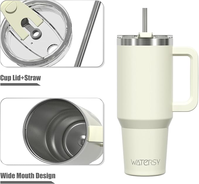 20 oz Tumbler with Handle,Tumbler with Lid and Straw,Double Wall Insulated Cup Stainless Steel Travel Mug(Cold for 34 Hours),Water Bottle for Iced Tea,Coffee,Cold Beverages(Cream White) - Image 9