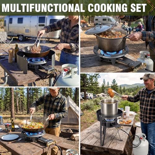 Bestfire 13" Single Propane Burner Stove, 90,000 BTU Cast Iron Portable Outdoor Burner, 0-20 PSI Adjustable Regulator & 4ft Hose, Ideal for Outdoor Wok Cooking - Image 6