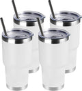 DOMICARE 30 oz Tumbler with Lid and Straw, Stainless Steel Tumblers Bulk, Insulated Vacuum Double Wall Travel Coffee Mug, Durable Powder Coated Tumbler Cups (White, 4) by VisittheDOMICARE