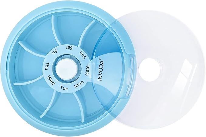 INVODA Weekly Pill Organizer 7 Compartment Rotating Pill Box - Image 3