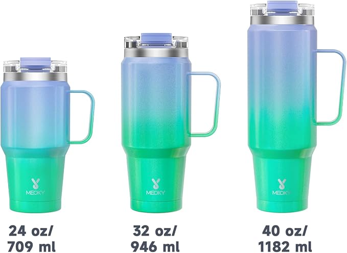 Meoky 32oz Tumbler with Handle, Stainless Steel Travel Mug with 2-in-1 Straw and Sip Lid, Vacuum Insulated Coffee Mug, 100% Leak Proof, Keeps Cold for 24 Hours or Hot for 8 Hours (Fairyland) - Image 5