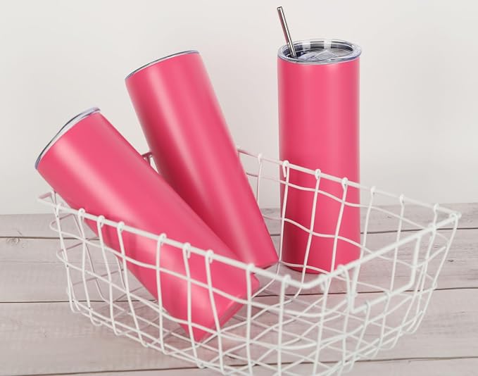 4 Pack 20 Oz Straight Skinny Tumblers,Individually Gift Boxed Stainless Steel Slim Skinny Tumbler Set Bulk, 20 Oz Insulated Slim Thin Travel Tumbler Cup for Diy,Hot Pink - Image 5