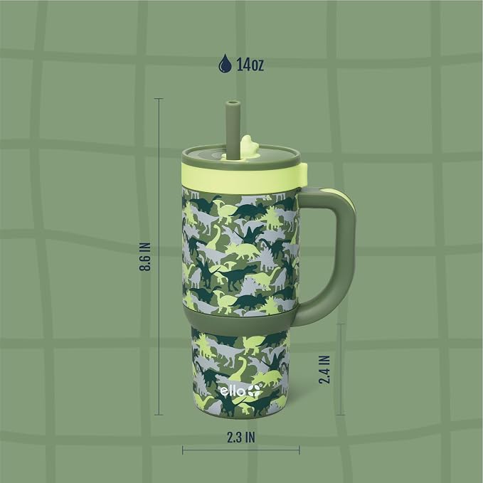 Ello Oasis 14oz Stainless Steel Toddler Tumbler with Handle & Retracting Straw, 100% Leakproof, Double-Wall Vacuum Insulated, Kids Water Bottle for School, BPA Free, Dishwasher Safe, Dinos - Image 7