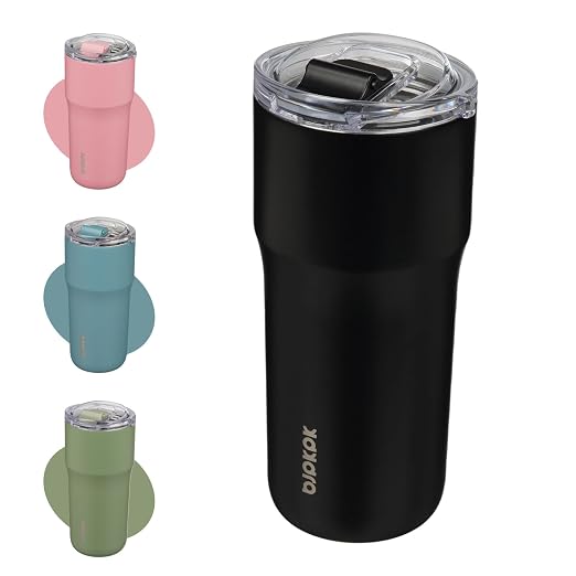 BJPKPK Insulated Tumbler with Lid,24oz Stainless Steel Tumbler,Double Wall Travel Coffee Mug Thermal cup,Keep Drinks Cold and Hot,Black by BJPKPK
