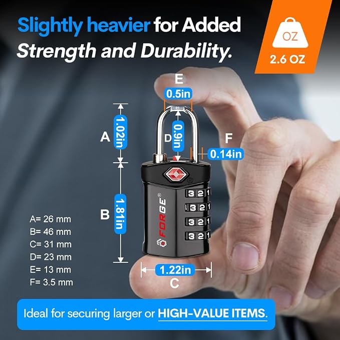 Forge Travel Lock, TSA Approved Luggage Locks - Image 3