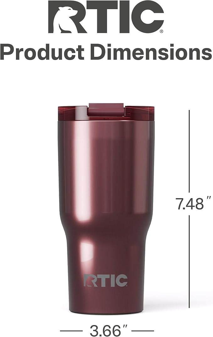 RTIC 20oz Essential Tumbler with Lid, Ceramic Lined, Insulated, Stainless Steel, Metal, Double Wall Vacuum-Insulation, Travel Cup for Iced Coffee, Tea, Hot and Cold Drink, Vintage Rose Metallic - Image 5