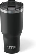 RTIC 40oz Essential Tumbler with Lid, Ceramic Lined, Insulated, Stainless Steel, Metal, Double Wall Vacuum-Insulation, Travel Cup for Iced Coffee, Tea, Hot and Cold Drink, Black by RTIC