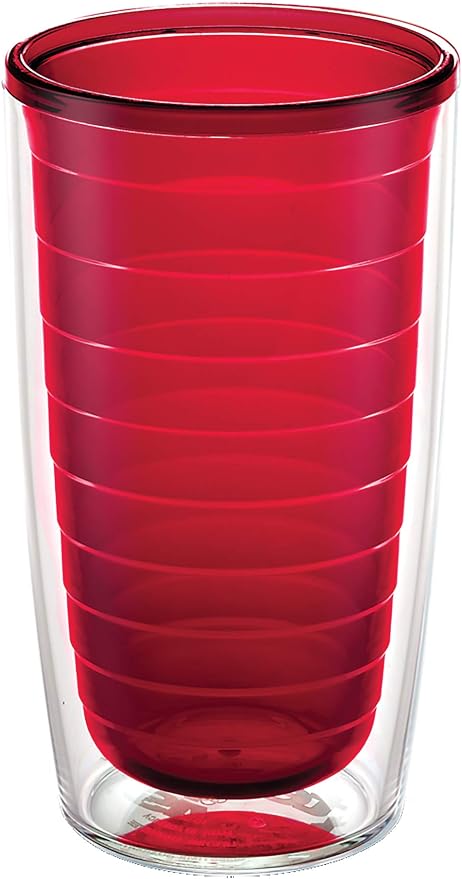 Tervis Clear & Colorful Tabletop Made in USA Double Walled Insulated Tumbler Travel Cup Keeps Drinks Cold & Hot, 16oz, Red by TervisTumblerCompany