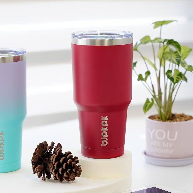 BJPKPK 30 oz Tumbler with Lid and Straw, Stainless Steel Insulated Travel Coffee Mug Reusable Thermal Cup,Red - Image 4
