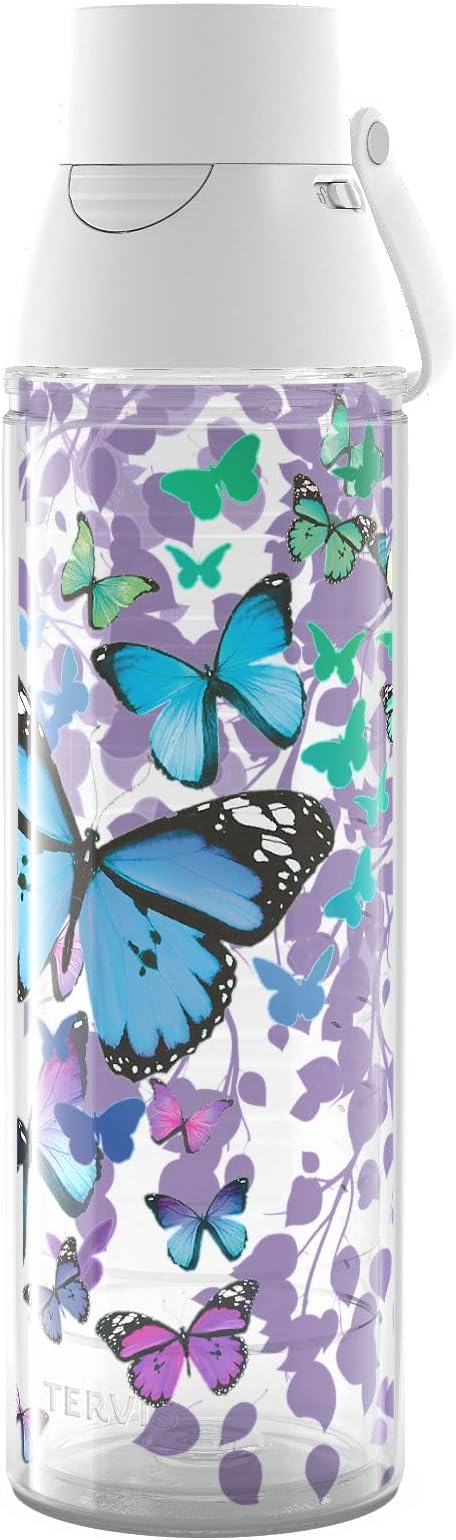Tervis Blue Endless Butterfly Made in USA Double Walled Insulated Tumbler Travel Cup Keeps Drinks Cold & Hot, 24oz Venture Lite Water Bottle, Classic by TervisTumblerCompany
