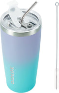BJPKPK Insulated Stainless Steel Tumbler, Coffee Cup with Lid and Straw, Double Wall Vacuum Travel Mug, Powder Coated Leakproof Tumbler Cup,Lavender Green by BJPKPK