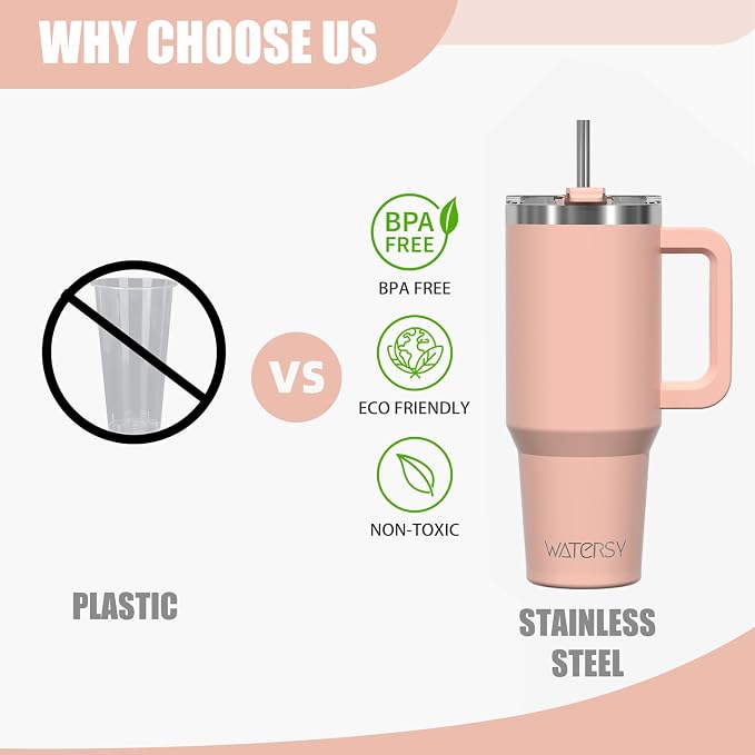 20 oz Tumbler with Handle,Tumbler with Lid and Straw,Double Wall Insulated Cup Stainless Steel Travel Mug(Cold for 34 Hours),Water Bottle for Iced Tea,Coffee,Cold Beverages(Pink) - Image 5