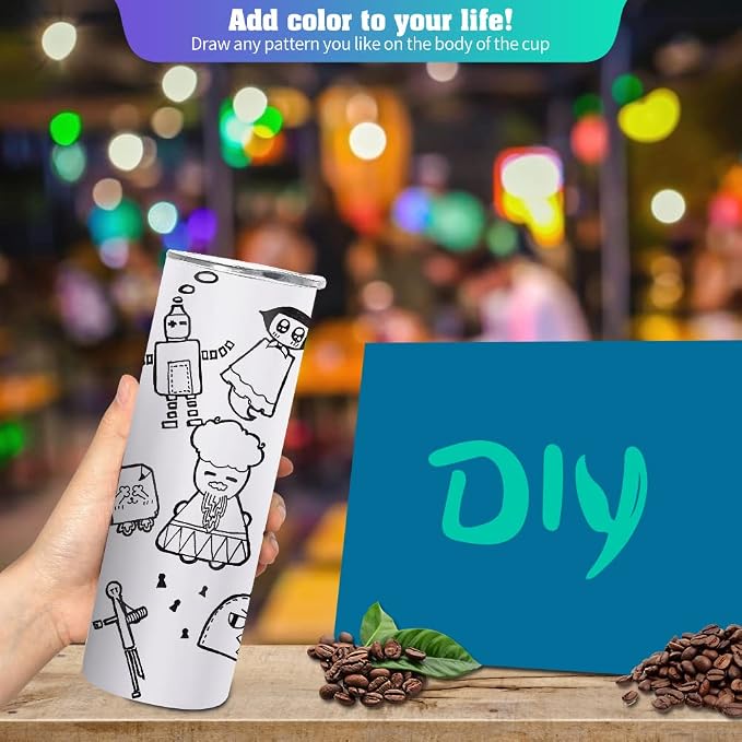 16 Pack Sublimation Tumblers Straight Skinny Tumbler Blanks Bulk 20oz for Heat Transfer, Individual Gift Boxed, Double Wall Insulated Tumbler with Shrink Wrap & Straws - Image 7
