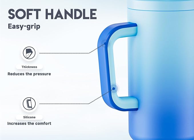 Meoky 50 oz Tumbler with Handle, Tumbler with Lid and Straw, Insulated Stainless Steel Travel Mug, 100% Leak-proof, Keeps Cold for 36 Hours or Hot for 12 Hours (Sky) - Image 4