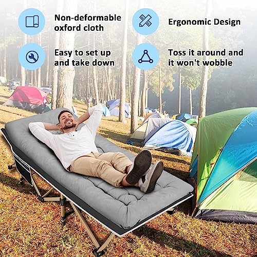 HABUTWAY Camping Cots for Adults, 600lbs Capacity, Folding Camping Cot with Mattress, Sleeping Cots for Adults with Carry Bags for Travel,Beach,Patio,Home Office,Nap Time - Image 6
