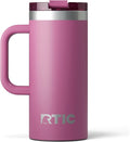 RTIC 16oz Road Trip Travel Mug with Lid and Handle, Ceramic Lined, Insulated, Stainless Steel, Metal, Double Wall Vacuum-Insulation, Portable Coffee, Tea Cup for Hot and Cold Drink, Orchid by RTIC