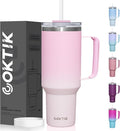 COKTIK 40 oz Tumbler With Handle and Straw, Insulated Tumbler With Leakproof Lids, Stainless Steel|BPA-Free, Cold for 24 H (Sakura) by coktik