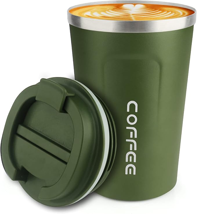 CS COSDDI 12 oz Stainless Steel Vacuum Insulated Tumbler - Coffee Travel Mug Spill Proof with Lid - coffee Cup for Keep Hot/Ice Coffee,Tea and Beer (Green) by CSCOSSDI