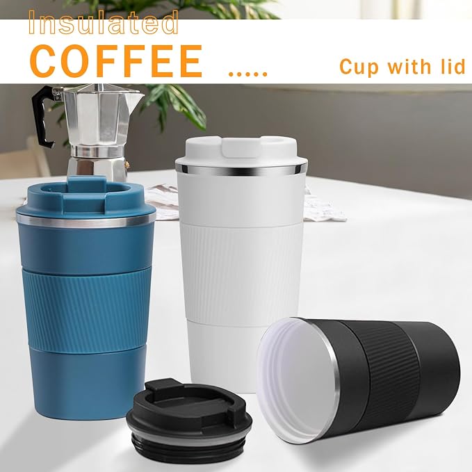 YINBAOGE Insulated Travel Coffee Mug, Spill & Leak Proof, Portable To Go Camping Stainless Steel Coffee Tumbler, Reusable Thermal Coffee Cup with Lid for Hot & Cold Drinks (White, 17 OZ) - Image 6