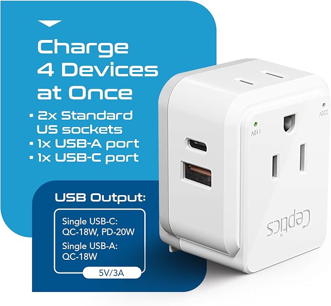 Ceptics Japan, Philippines Power Travel Plug Adapter Set, 20W PD & QC, Safe - Image 7