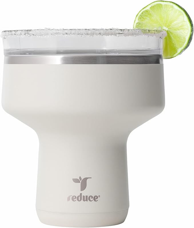 REDUCE Saltini 16 oz Cocktail Tumbler - Insulated Margarita Tumbler with Lid - Keeps Drinks Cold for 10 Hours - 360 Sippable Martini Glass Alternative - Shatterproof, Perfect for Parties - Unbleached by Reduce