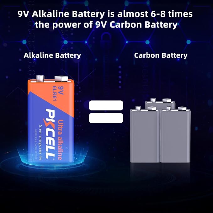 PKCELL 9V Battery Carbon Zinc for Smoke Detectors 6F22 Battery, 10-Year Shelf - Image 8