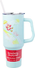 Silver Buffalo Strawberry Shortcake and Custard Stainless Steel Tumbler with Handle, Fits in Standard Cup Holder, 40 Ounces (Pack of 12) by SilverBuffalo
