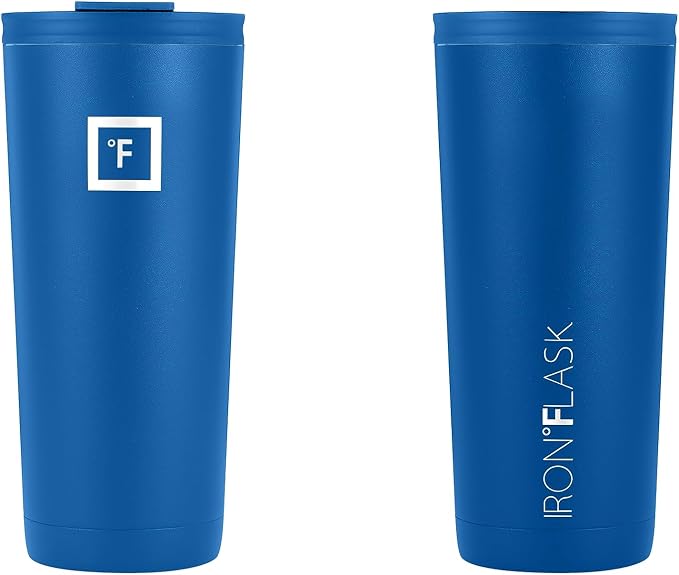 IRON °FLASK Classic Tumbler - Vacuum Insulated Stainless Steel Water Bottle, Double Walled, Drinking Cup, Insulated Travel Mug (Cobalt, 24 oz Solid Lid) - Image 3