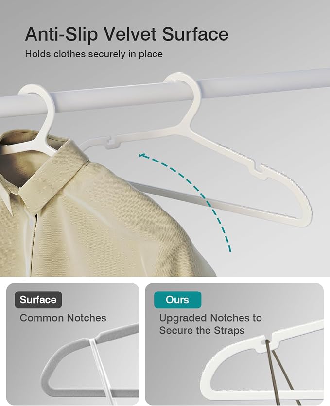 30 Pack Clothes Hangers, Non Slip Plastic Coat Hangers, Space Saving Hangers - Image 5