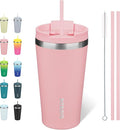 BJPKPK 18oz Tumbler With lid And Straw Stainless Steel Travel Coffee Mug Insulated Tumblers Cups,Light Pink by BJPKPK