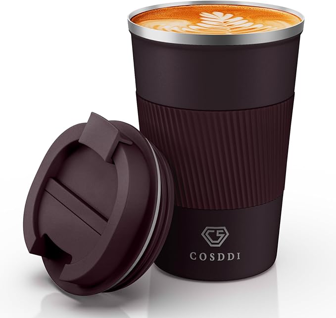 CS COSDDI 12 oz Stainless Steel Vacuum Insulated Tumbler - Coffee Travel Mug Spill Proof with Lid - coffee Cup for Keep Hot/Ice Coffee,Tea and Beer (3rd Brown) by CSCOSSDI
