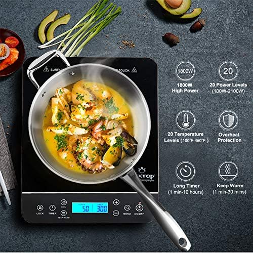 Duxtop Portable Induction Cooktop, Countertop Burner 1800W Silver 9600LS - Image 2