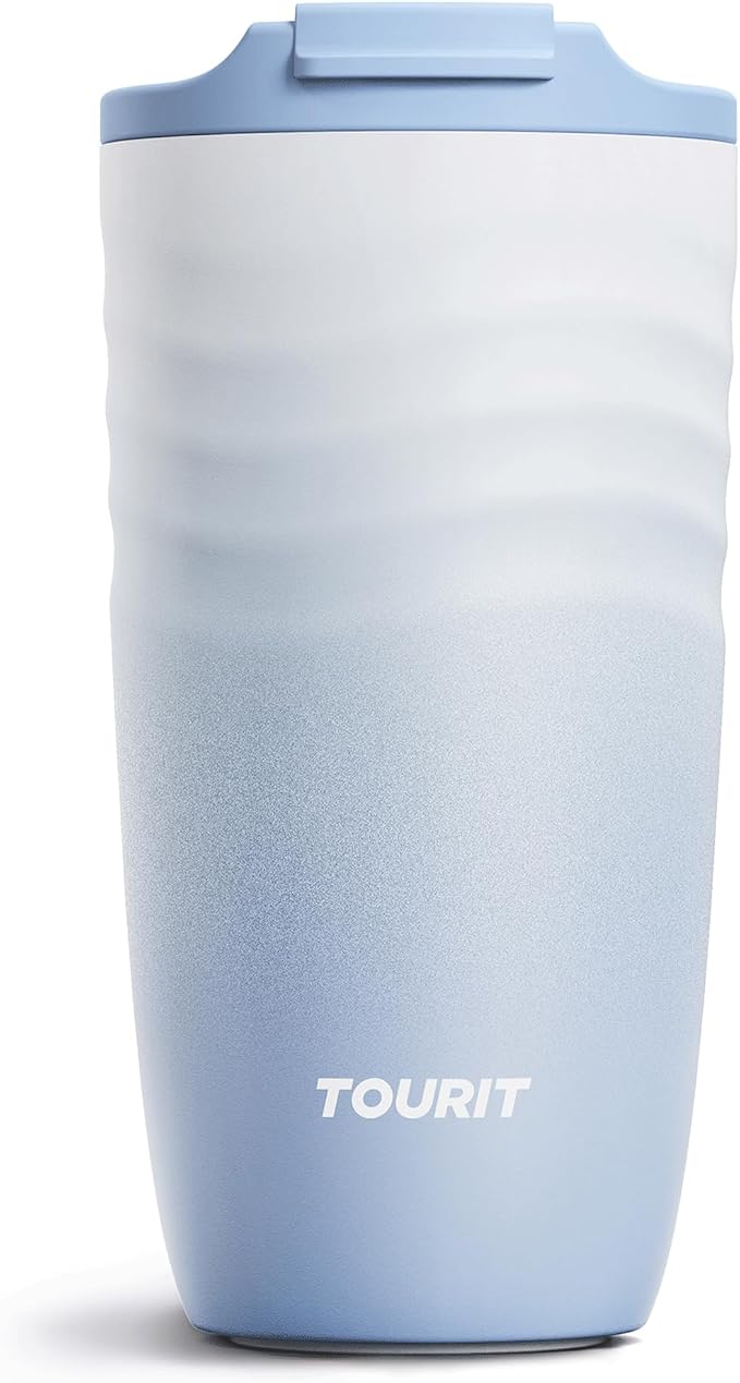 TOURIT 16 oz Travel Coffee Mug, Insulated Stainless Steel Travel Mug with Lid, Leak-Proof Double-Wall Vacuum Tumbler, Reusable Coffee Cup - Baby Blue by TOURIT