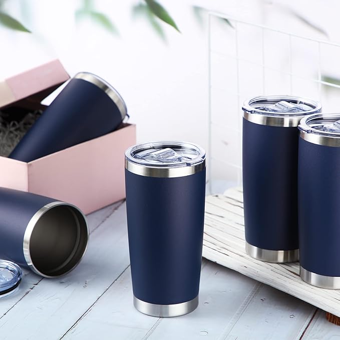 Sieral 36 Pack Stainless Steel Tumblers Bulk with Lids Double Wall Vacuum Insulated Coffee Cups Blank leakproof Powder Coated Tumblers for Engraving Wedding Graduation Party Favors(20 oz,Navy) - Image 3