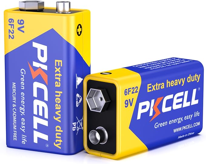 PKCELL 9V Battery Carbon Zinc for Smoke Detectors 6F22 Battery, 10-Year Shelf by Pkcell