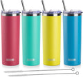 koodee 20 oz Tumbler with Lid and Straw -4 Pack Insulated Skinny Tumblers by koodee