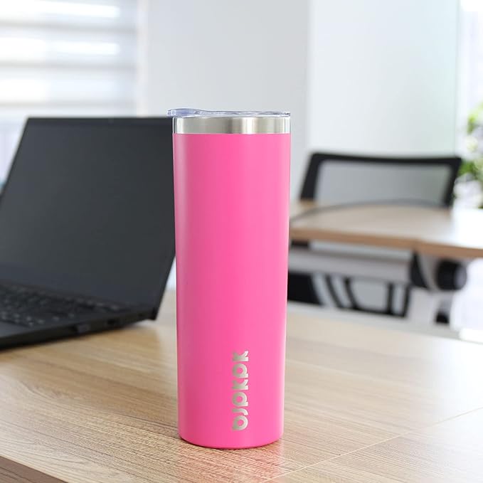 BJPKPK 20 oz Skinny Tumbler with Lid Slim Insulated Travel Coffee Cup Stainless Steel Thermal Mug,Pink - Image 4